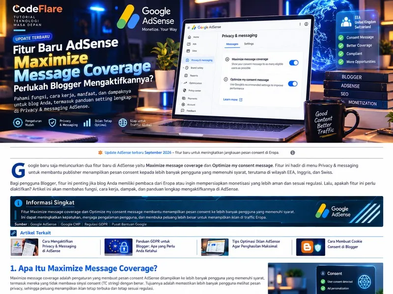 Ilustrasi consent AdSense untuk EEA UK dan Swiss