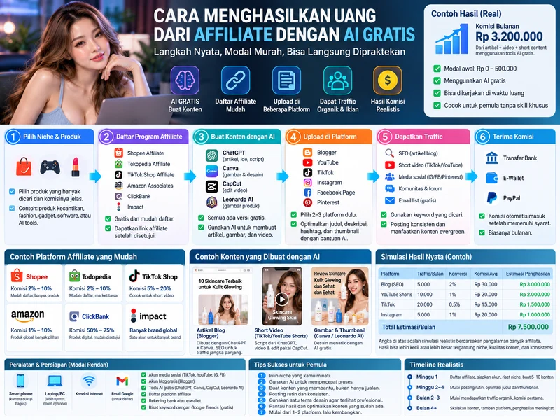 Panduan affiliate AI gratis untuk pemula