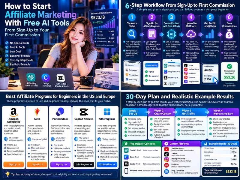 How to Start Affiliate Marketing With Free AI Tools: From Sign-Up to Your First Commission
