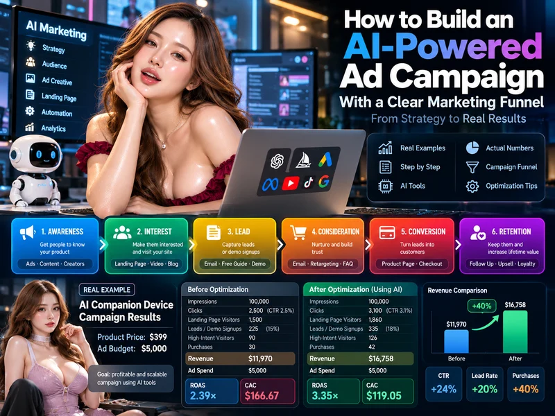 AI marketing funnel example from awareness to retention