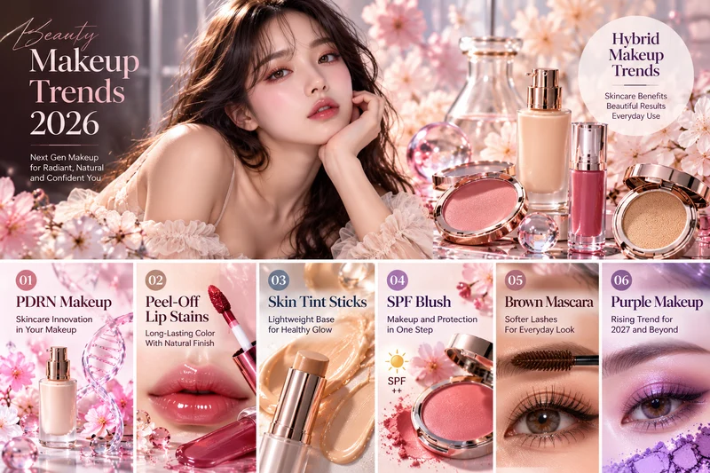 2026 hybrid makeup trends including peel-off lip stains