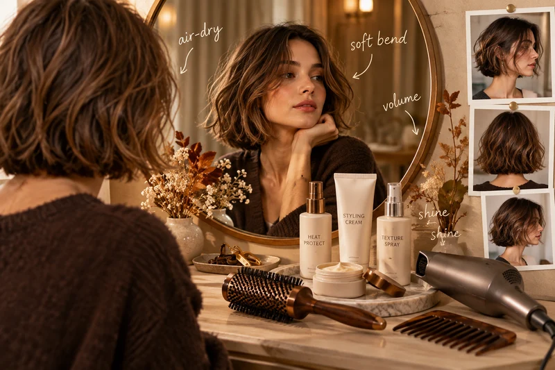 Styling products and tools for a boyfriend bob