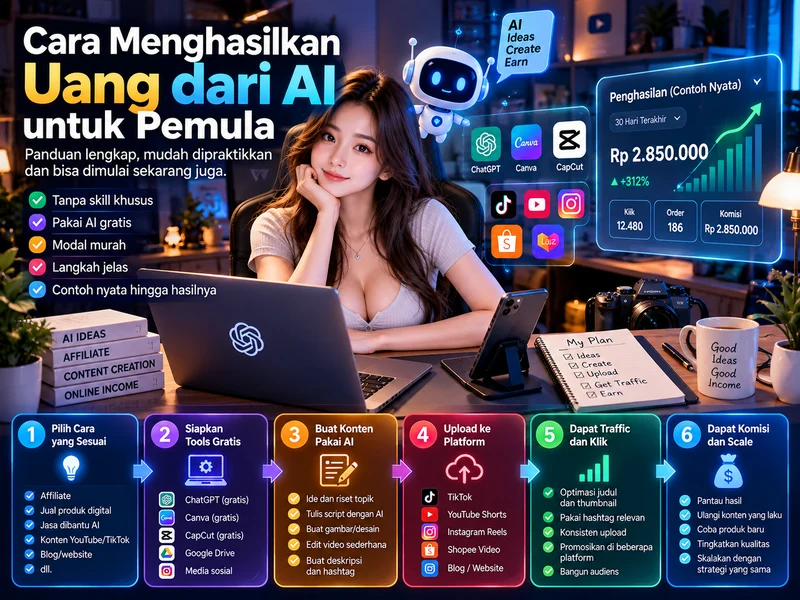Cara Menghasilkan Uang dari AI untuk Pemula: 7 Cara Realistis dengan Modal Minim