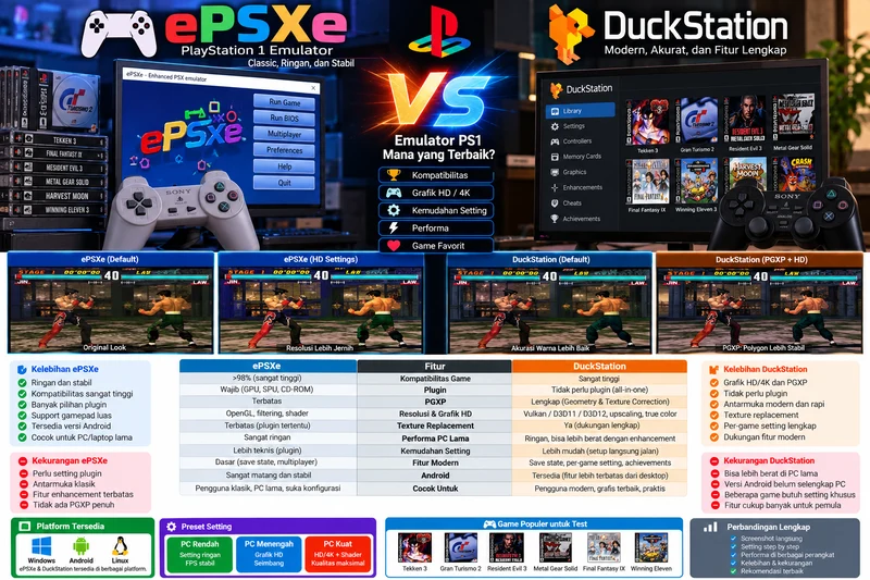 Perbandingan fitur ePSXe dan DuckStation