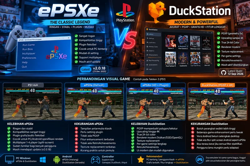 Visual ePSXe vs DuckStation untuk game PS1