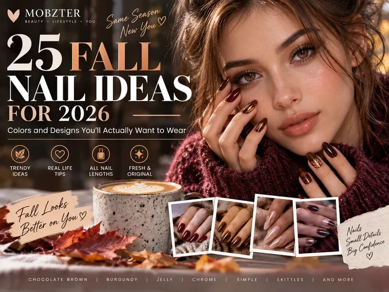 Fall nail color palette inspiration with warm and deep shades