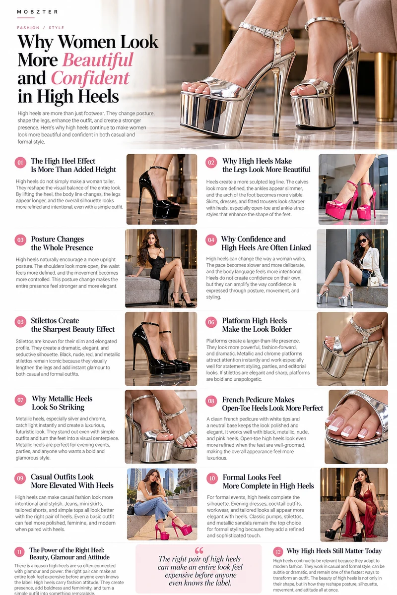 Editorial guide to high heels confidence posture French pedicure and styling