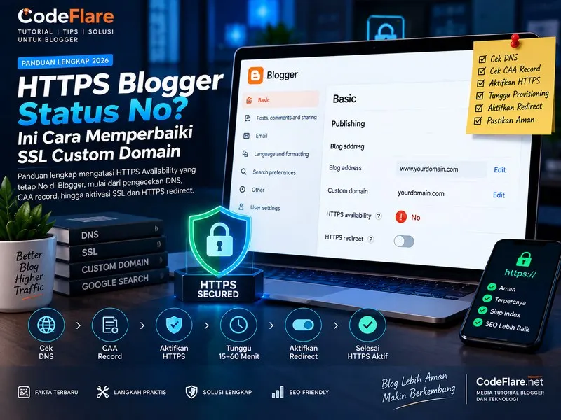 Pemeriksaan DNS dan CAA record untuk HTTPS Blogger custom domain