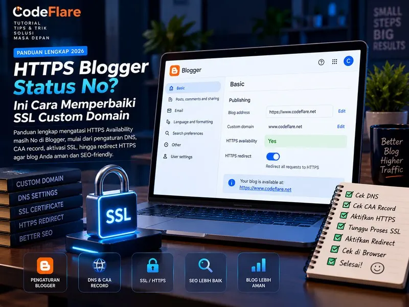 HTTPS Blogger sudah aktif dan HTTPS redirect untuk custom domain
