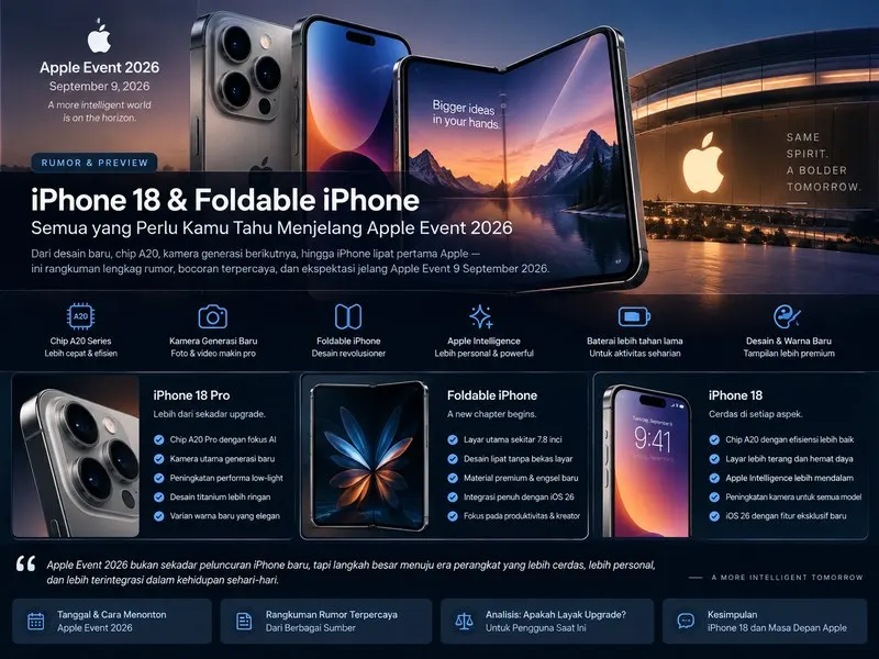 iPhone 18 Pro dan foldable iPhone menjelang Apple Event September 2026