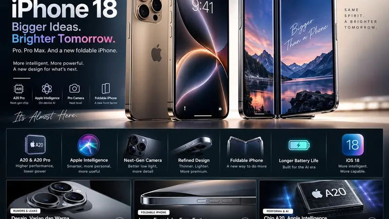 Ilustrasi fitur iPhone 18 Pro dan foldable iPhone yang diperkirakan hadir pada Apple Event 2026