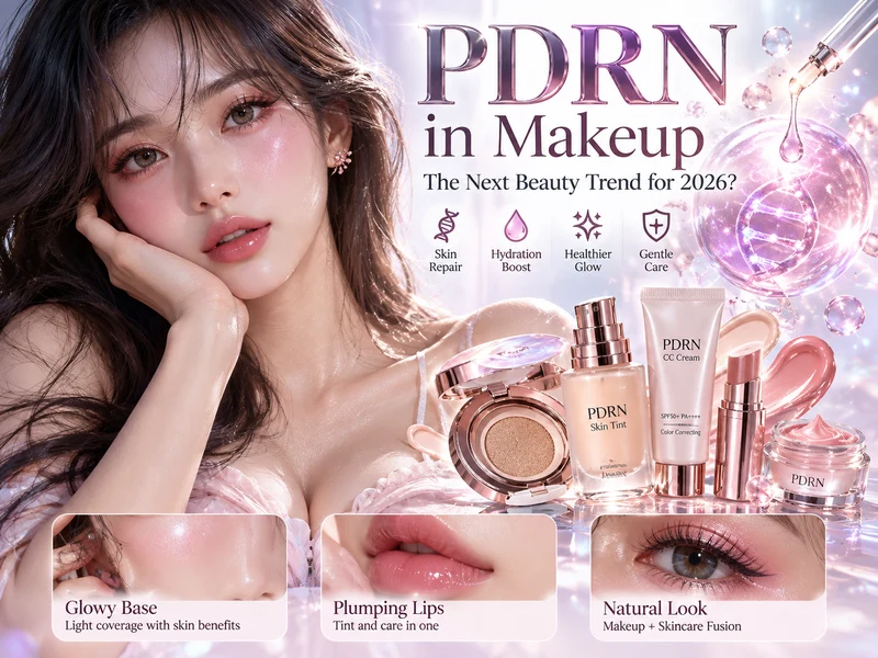 PDRN makeup glowy base lip tint and natural makeup look