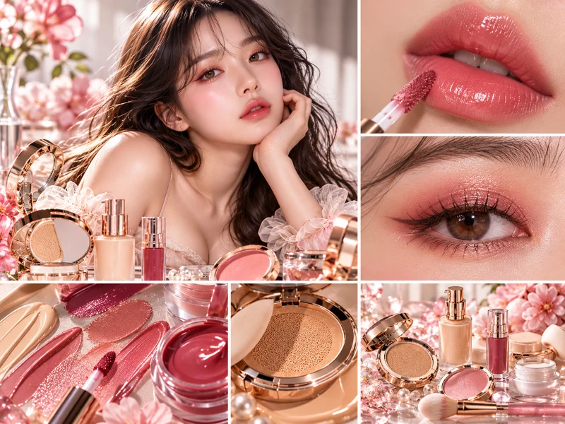 Glossy peel-off lip stain result and beauty makeup look