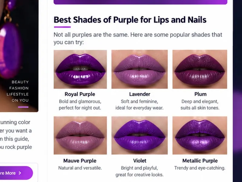 Purple beauty shades for lips nails and makeup