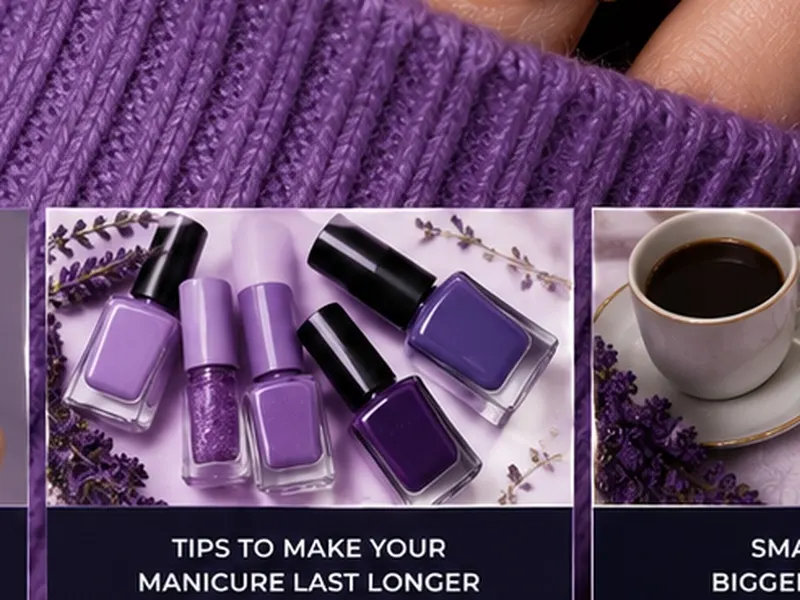 Purple manicure polish and nail care tips
