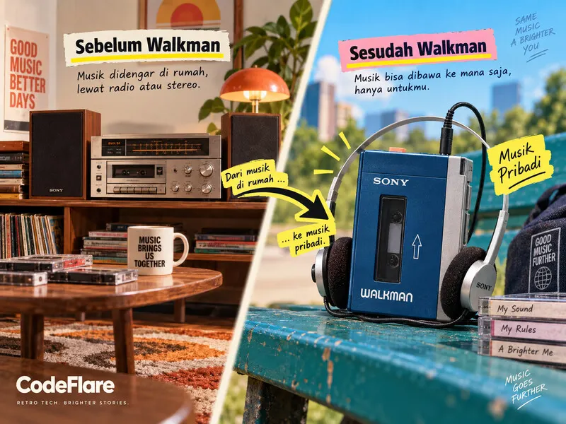 Perubahan dari musik di rumah ke musik pribadi setelah hadirnya Sony Walkman