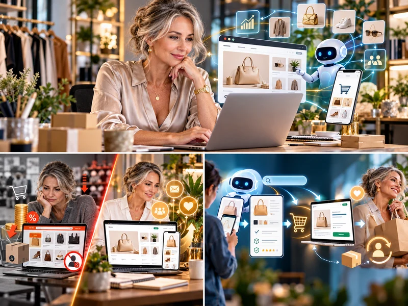 Small business owner using an independent website in the AI shopping era