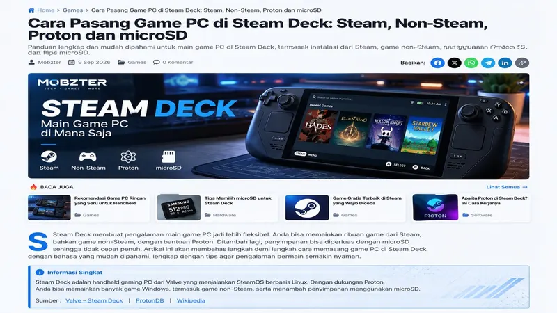 Steam Deck dengan Steam, Proton, game non-Steam dan microSD