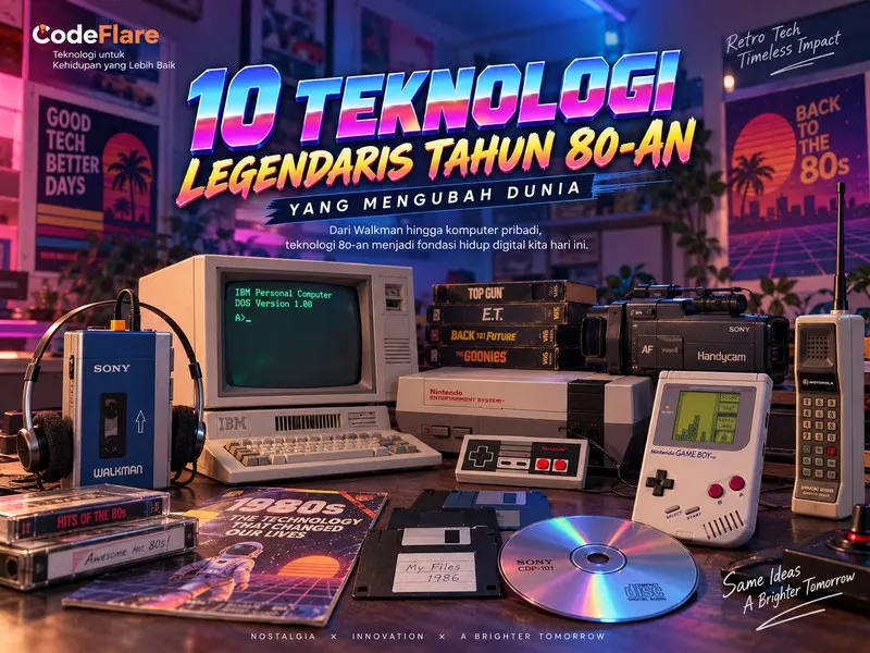 Teknologi 80-an Walkman IBM PC floppy disk dan perangkat media portabel
