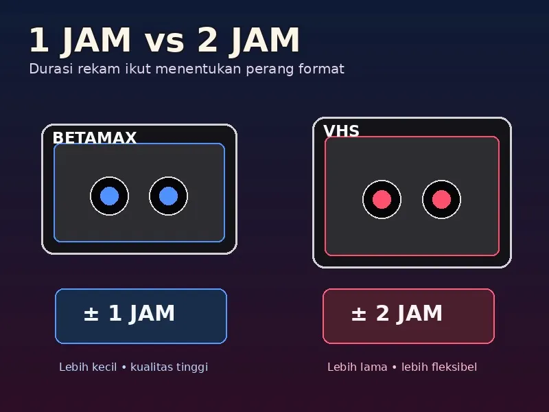 Perbandingan durasi rekam awal Betamax dan VHS